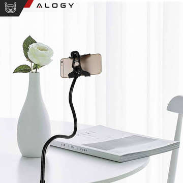 Alogy Flexibler Arm-Handyhalter-Clip für Schreibtisch, flexibler langer Arm, Schwarz