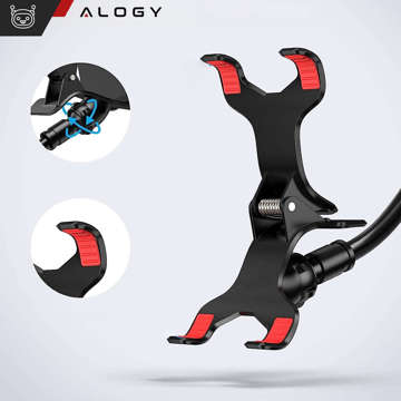 Alogy Flexibler Arm-Handyhalter-Clip für Schreibtisch, flexibler langer Arm, Schwarz