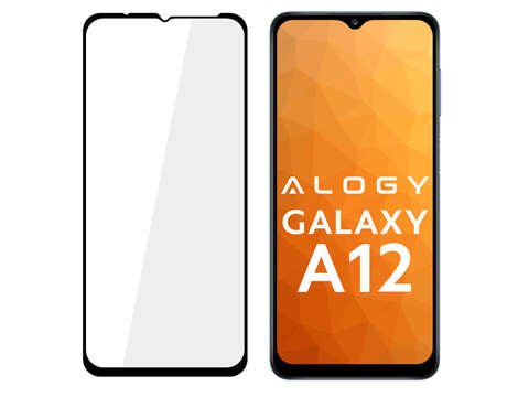 Alogy Full Glue Hüllenfreundliches Glas für Samsung Galaxy A12 2020/2021 Schwarz