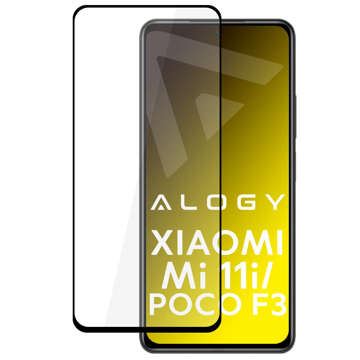 Alogy Full Glue gehärtetes Glas für hüllenfreundliche Hülle für Xiaomi Poco F3 / Mi 11i Schwarz