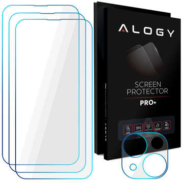 Alogy Glass Pack 3x Gehärtetes Glas für den Bildschirm 9h Glas für die Linse für Apple iPhone 14 Plus