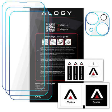 Alogy Glass Pack 3x Gehärtetes Glas für den Bildschirm 9h Glas für die Linse für Apple iPhone 14 Plus