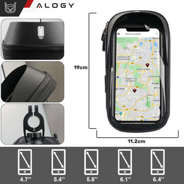 Alogy Hülle Fahrradtasche Handytasche 6,4 Zoll Lenkerhalter Fahrrad 0,5L Schwarz Werkzeuge Multitool Schlüssel 16in1