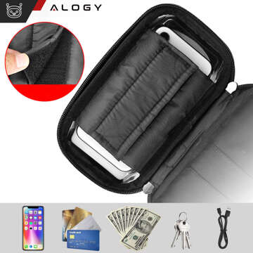 Alogy Hülle Fahrradtasche Handytasche 6,4 Zoll Lenkerhalter Fahrrad 0,5L Schwarz Werkzeuge Multitool Schlüssel 16in1