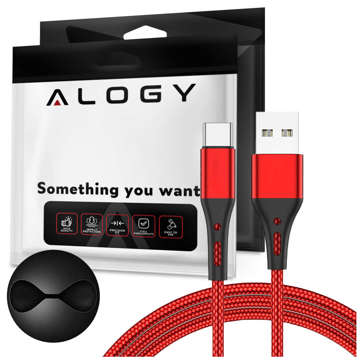 Alogy Kabel USB-A auf USB-C Typ C 3A 1 m roter Organizer