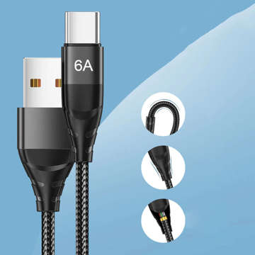 Alogy Kabel USB-A auf USB-C Typ C 6A Kabel 1m Schwarz