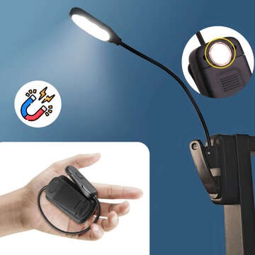 Alogy LED-Nachttischlampe für Schreibtisch, Lesetischlampe, verstellbar, flexibel, kabellos, Micro-USB, Schwarz