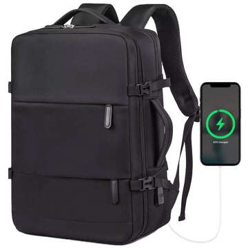 Alogy Laptop-Rucksack, Zubehör, Reisen, 46 x 32 x 15 cm, für Arbeit, Schule, Flugzeug, Reisende, Herren, Damen, Schwarz