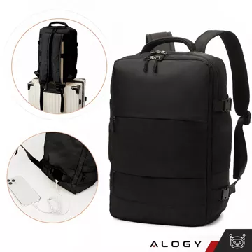 Alogy Laptop-Rucksack, Zubehör, Reisen, 46 x 32 x 15 cm, für Arbeit, Schule, Flugzeug, Reisende, Herren, Damen, Schwarz