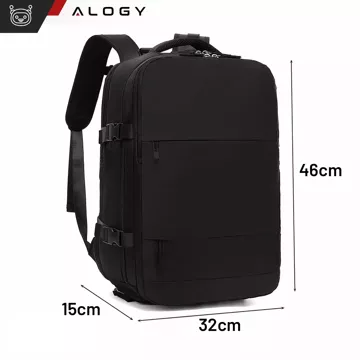 Alogy Laptop-Rucksack, Zubehör, Reisen, 46 x 32 x 15 cm, für Arbeit, Schule, Flugzeug, Reisende, Herren, Damen, Schwarz