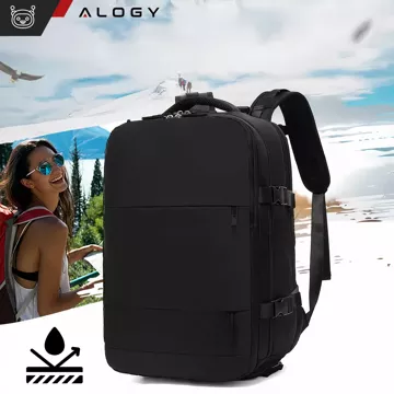 Alogy Laptop-Rucksack, Zubehör, Reisen, 46 x 32 x 15 cm, für Arbeit, Schule, Flugzeug, Reisende, Herren, Damen, Schwarz