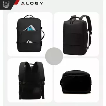 Alogy Laptop-Rucksack, Zubehör, Reisen, 46 x 32 x 15 cm, für Arbeit, Schule, Flugzeug, Reisende, Herren, Damen, Schwarz