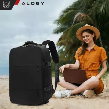 Alogy Laptop-Rucksack, Zubehör, Reisen, 46 x 32 x 15 cm, für Arbeit, Schule, Flugzeug, Reisende, Herren, Damen, Schwarz