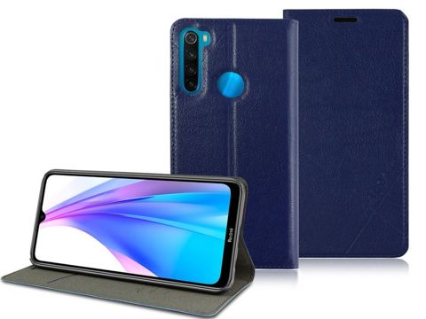 Alogy Leder-Flip-Wallet-Hülle für Xiaomi Redmi Note 8T Marineblau