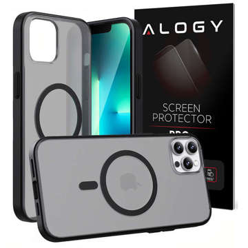 Alogy MagCase Matte Case für MagSafe Case mit Magnetring für Apple iPhone 12/ 12 Pro Black Glass