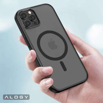 Alogy MagCase Matte Case für MagSafe Case mit Magnetring für Apple iPhone 12/ 12 Pro Black Glass