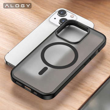 Alogy MagCase Matte Case für MagSafe Case mit Magnetring für Apple iPhone 14 Black Glass