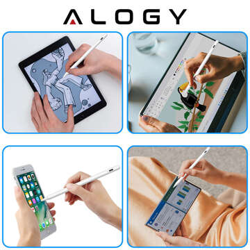 Alogy Magnetischer Stylus-Stift, Notiz- und Skizzenstift für Apple iPad Pro/Air/Mini, Weiß