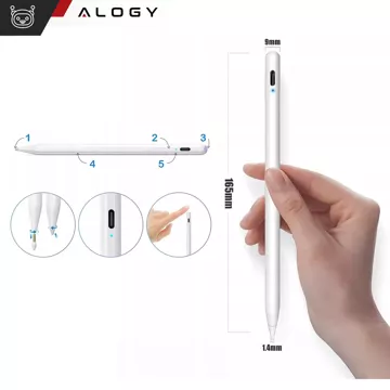 Alogy Magnetischer Stylus-Stift, Notiz- und Skizzenstift für Apple iPad Pro/Air/Mini, Weiß