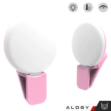 Alogy Mini-Selfie-Ring-LED-Lichtclip für Telefonclip-Aufnahmen, Pink