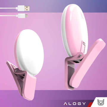 Alogy Mini-Selfie-Ring-LED-Lichtclip für Telefonclip-Aufnahmen, Pink