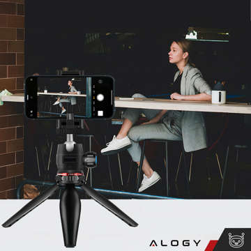 Alogy Mini Stativ Telefonhalter Liginn Stativ zum Fotografieren für GoPro Kamera Telefon Ringlampe 1/4 Schwarz