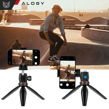 Alogy Mini Stativ Telefonhalter Liginn Stativ zum Fotografieren für GoPro Kamera Telefon Ringlampe 1/4 Schwarz