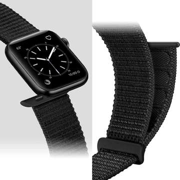 Alogy Nylonband mit Klettverschluss für Apple Watch 1/2/3/4/5/6/7/8/SE/Ultra (42/44/45/49 mm) Schwarz