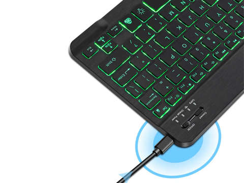 Alogy RGB LED Bluetooth Kabellose Tastatur iOS/Android/Windows Schwarze schlanke LED-Maus Verstellbarer Ständer