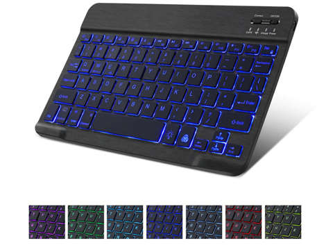 Alogy RGB LED Bluetooth Kabellose Tastatur iOS/Android/Windows Schwarze schlanke LED-Maus Verstellbarer Ständer