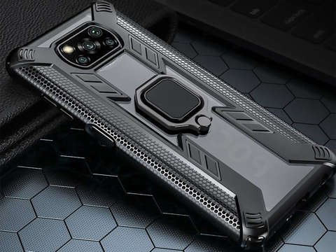 Alogy Ring Carbon Holder Armored Case für Xiaomi Poco X3 NFC Glass