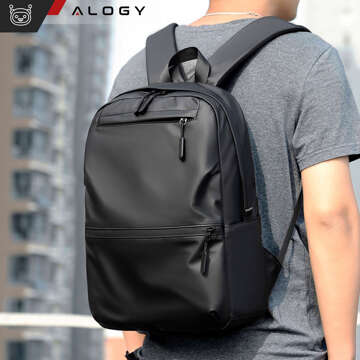 Alogy-Rucksack für Herren, Damen, Schule, Jugend, Diebstahlschutz, Diebstahlschutz, Flugzeug-Kofferhalter, Schwarz