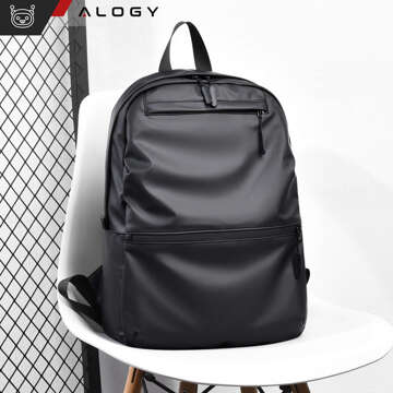 Alogy-Rucksack für Herren, Damen, Schule, Jugend, Diebstahlschutz, Diebstahlschutz, Flugzeug-Kofferhalter, Schwarz