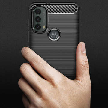 Alogy Rugged Armor TPU Carbon Hülle für Motorola Moto E20 Black Glass