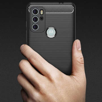 Alogy Rugged Armor TPU Carbon Hülle für Motorola Moto G60s Black Glass