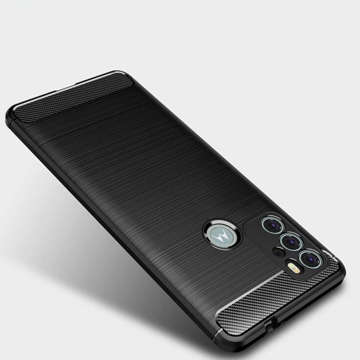 Alogy Rugged Armor TPU Carbon Hülle für Motorola Moto G60s Black Glass