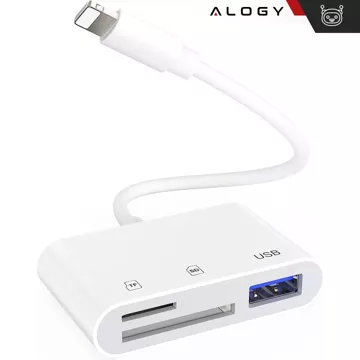 Alogy SD TF USB-Kartenleser-Adapter mit Lightning-Anschluss für Apple iPhone iPad Weiß