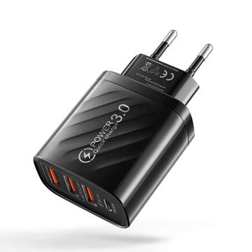 Alogy Schnellladegerät 3x USB 30W QC 3.0 USB-C Typ C PD 20W Schwarz