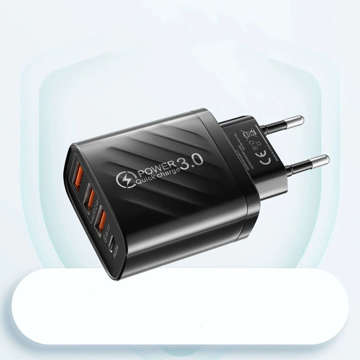 Alogy Schnellladegerät 3x USB 30W QC 3.0 USB-C Typ C PD 20W Schwarz