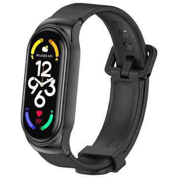 Alogy Silikonarmband mit Verschlussband für Xiaomi Mi Band 7 Black