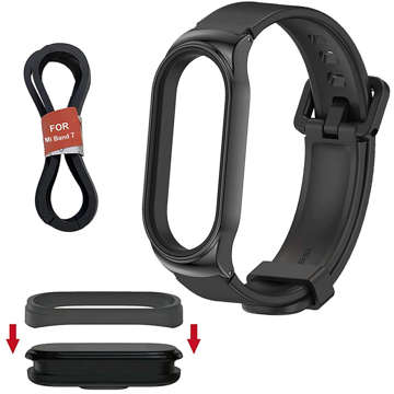 Alogy Silikonarmband mit Verschlussband für Xiaomi Mi Band 7 Black