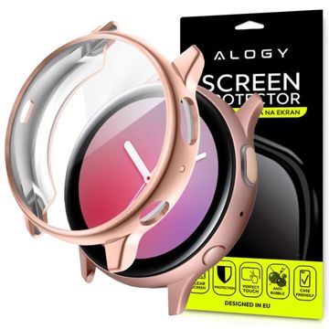 Alogy Silikonhülle für Galaxy Watch Active 2 44mm Roségold 3x Hydrogelfolie