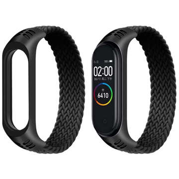 Alogy Solo Loop Nylonband für Xiaomi Mi Band 5/6/6 NFC Schwarz