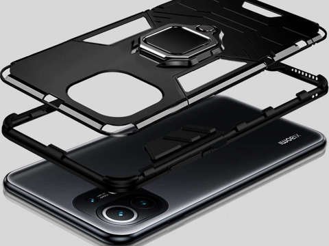 Alogy Stand Ring Armor Hülle für Xiaomi Mi 11 Lite Glass