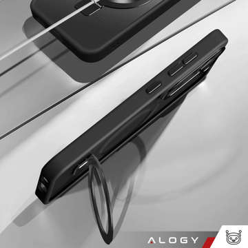 Alogy Stand Ring Case Gepanzerte Handyhülle für MagSafe für Samsung Galaxy S23 Mattschwarz