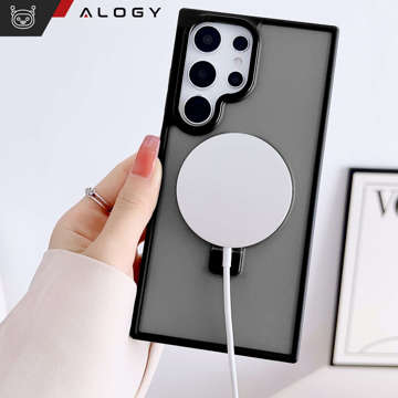 Alogy Stand Ring Case Gepanzerte Handyhülle für MagSafe für Samsung Galaxy S23 Ultra Mattschwarz