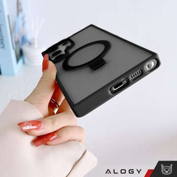 Alogy Stand Ring Case Gepanzerte Handyhülle für MagSafe für Samsung Galaxy S23 Ultra Mattschwarz