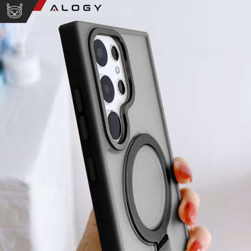 Alogy Stand Ring Case Gepanzerte Handyhülle für MagSafe für Samsung Galaxy S23 Ultra Mattschwarz