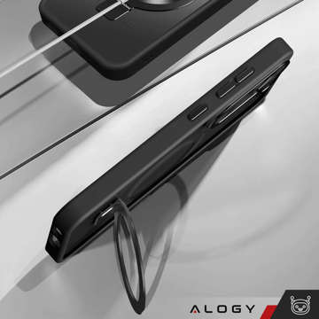 Alogy Stand Ring Case Gepanzerte Handyhülle für MagSafe für Samsung Galaxy S23 Ultra Mattschwarz