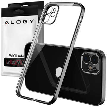 Alogy TPU Luxury Case mit Kameraabdeckung für Apple iPhone 12 Schwarz/Transparent